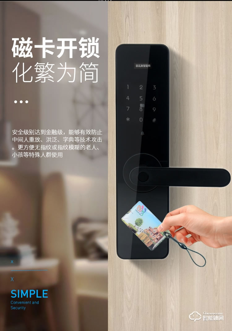 菲花奧智能鎖 TFA01家用防盜門鎖手機遠程電子密碼鎖