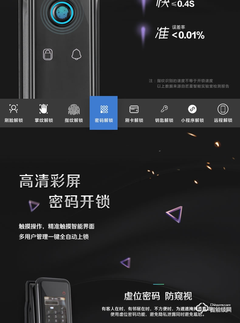 匠星智能鎖 JS118人臉識別全自動掌紋識別鎖