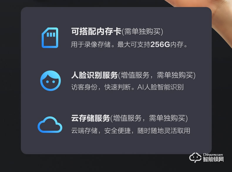 螢石智能鎖 DL30VS一握開智能貓眼鎖