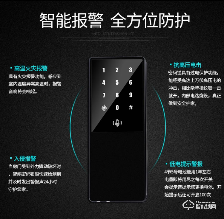 邦臣智能鎖 CK02B玻璃門雙門免開孔電子門禁鎖