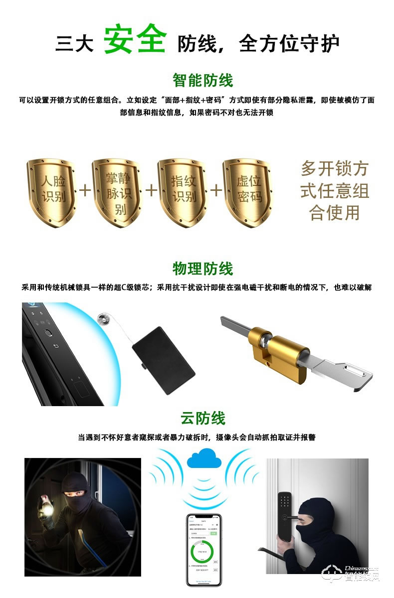 開心橙智能鎖 KXC-F8全自動人臉識別智能門鎖