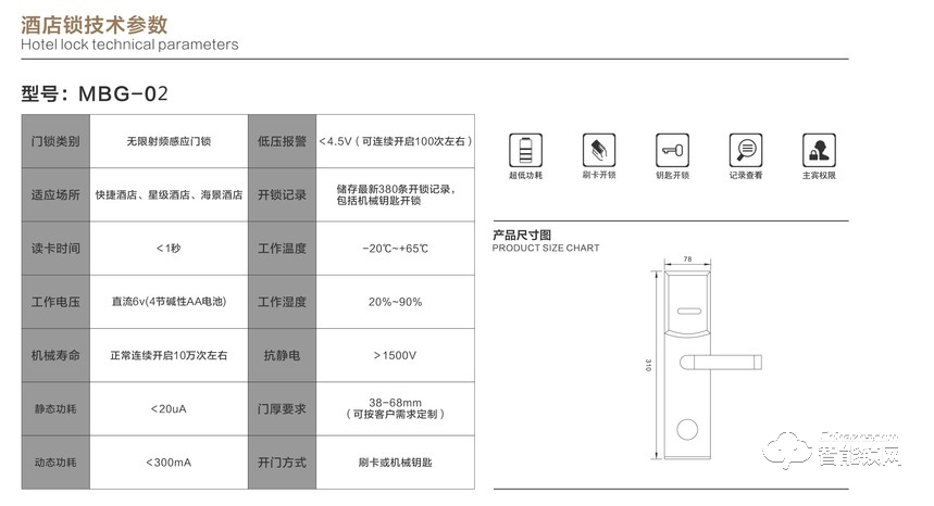 科羅格智能鎖 MBG-02酒店公寓感應鎖