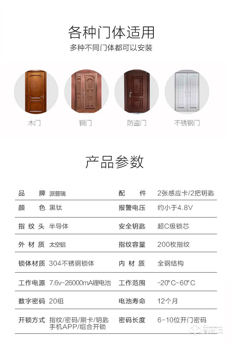 派普瑞智能鎖 S8防盜門家用密碼鎖刷卡鎖