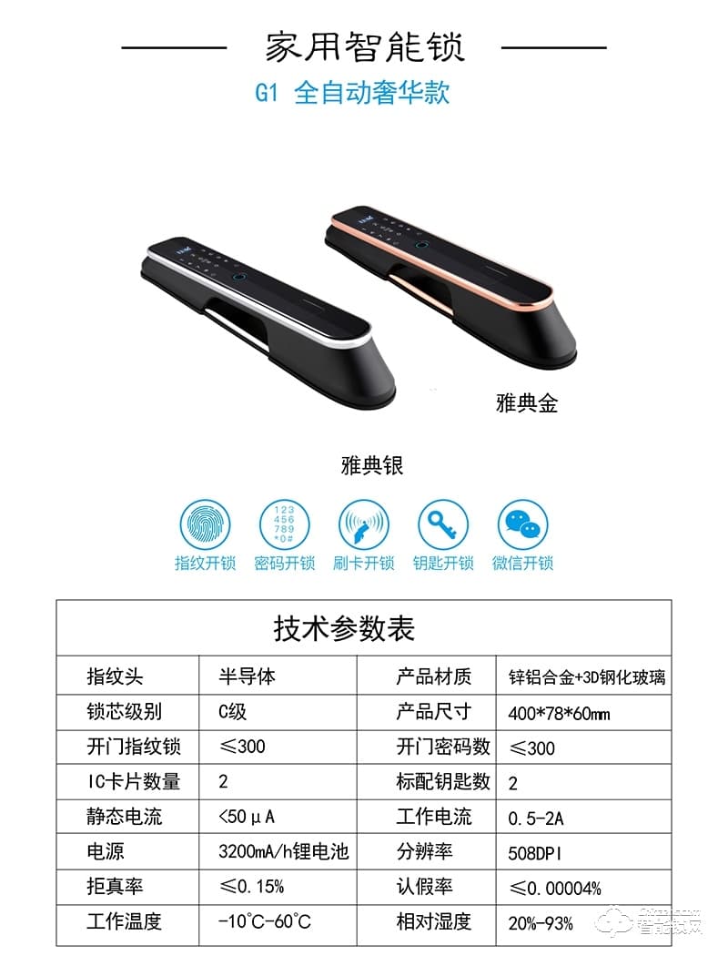 國青智能鎖 G1家用全自動指紋密碼鎖