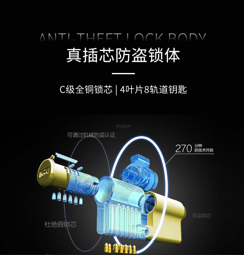 鴻雁智能鎖 IHM1001一鍵防貓眼撬門報(bào)警智能門鎖