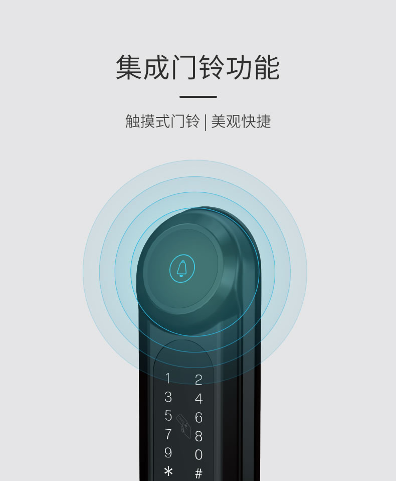 鴻雁智能鎖 IHM1001一鍵防貓眼撬門報(bào)警智能門鎖