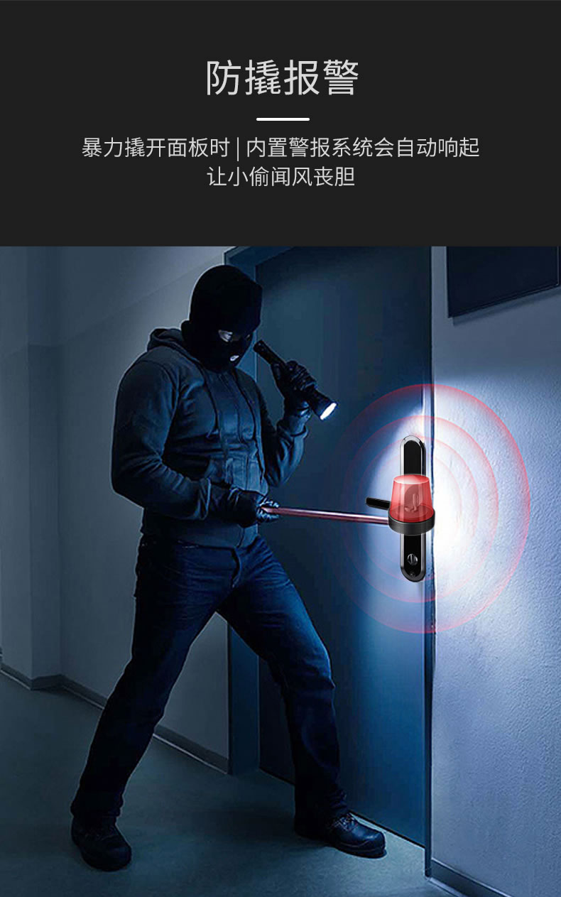 鴻雁智能鎖 IHM1001一鍵防貓眼撬門報(bào)警智能門鎖