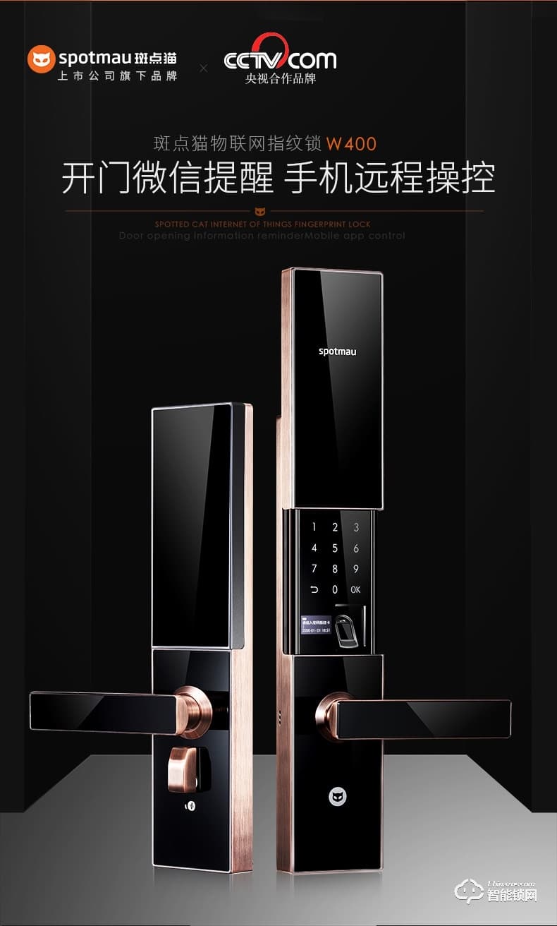 斑點貓智能鎖 W400全自動物聯網大門電子鎖
