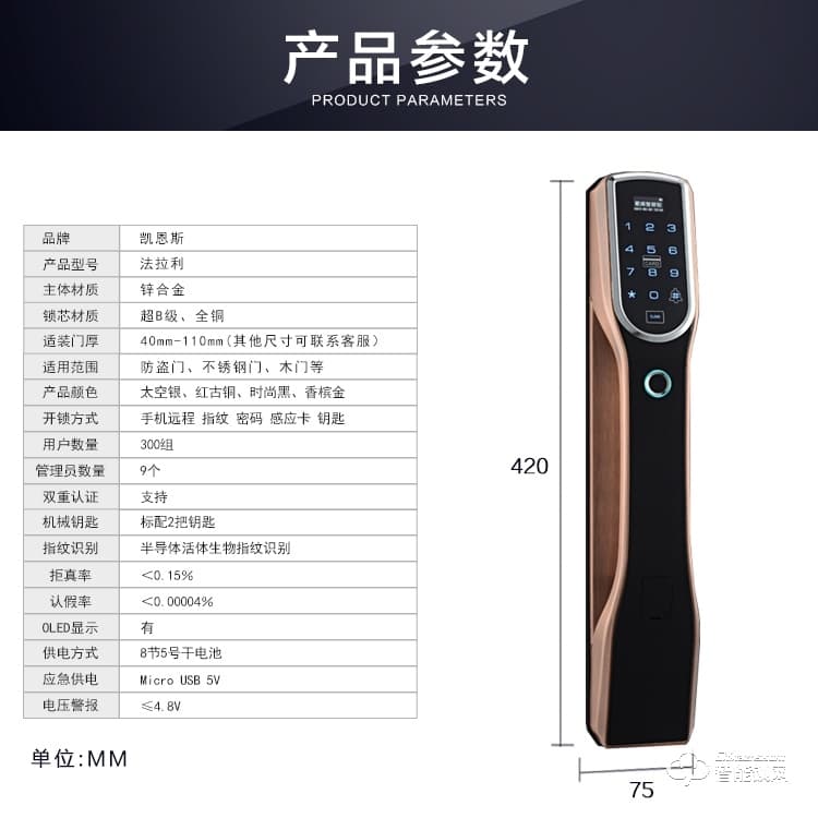 廣東凱恩斯智能鎖 自動開鎖遠程開門指紋密碼鎖