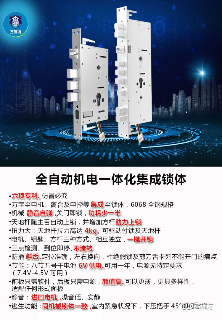 萬廈福 6068全自動集成電機大霸鎖體