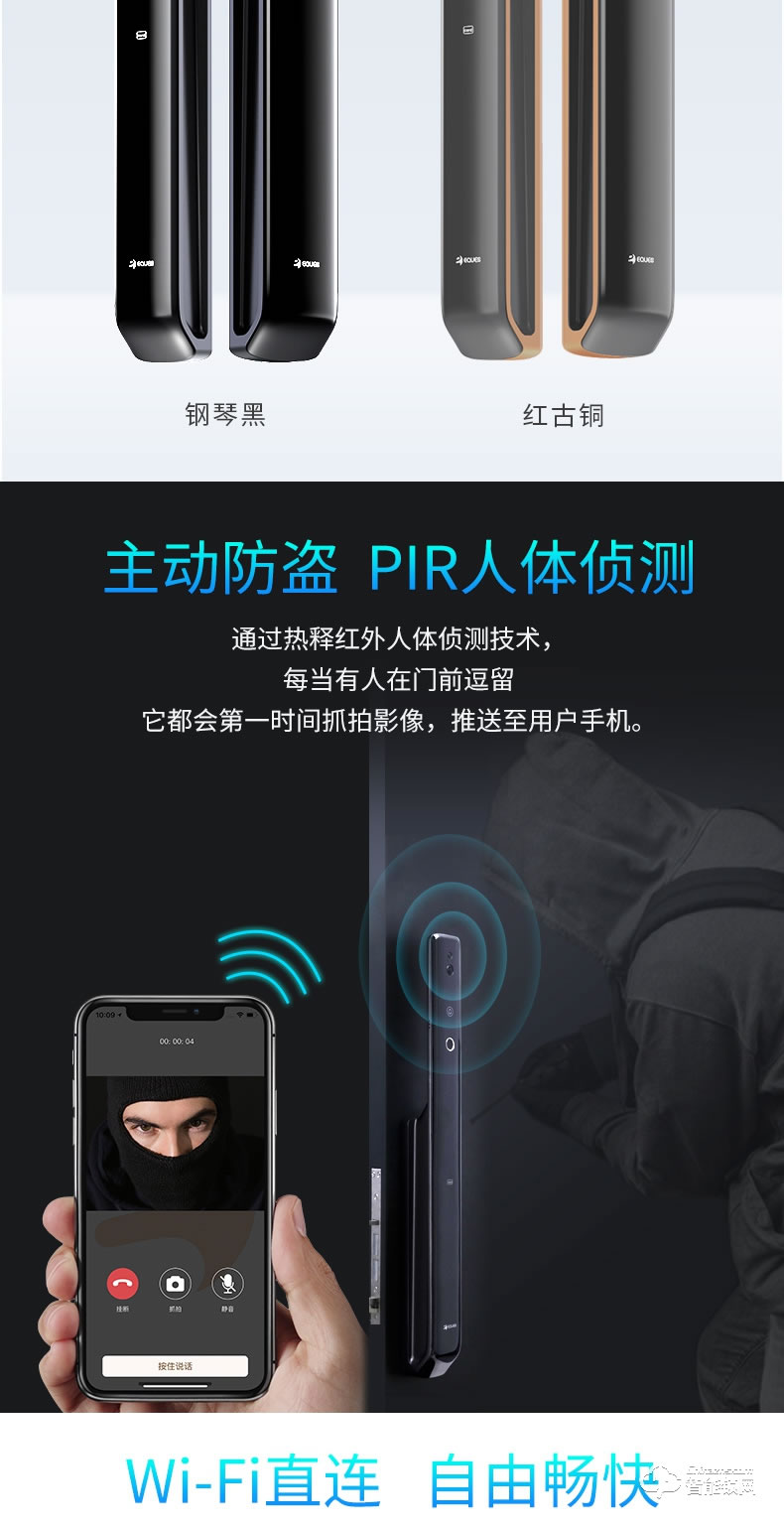 移康智能鎖 E6800貓眼全自動家用防盜智能門鎖