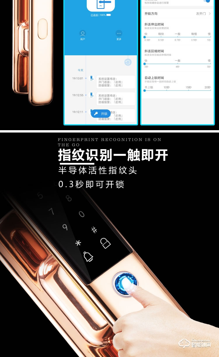 巨石智慧智能鎖 F3家用全自動指紋鎖