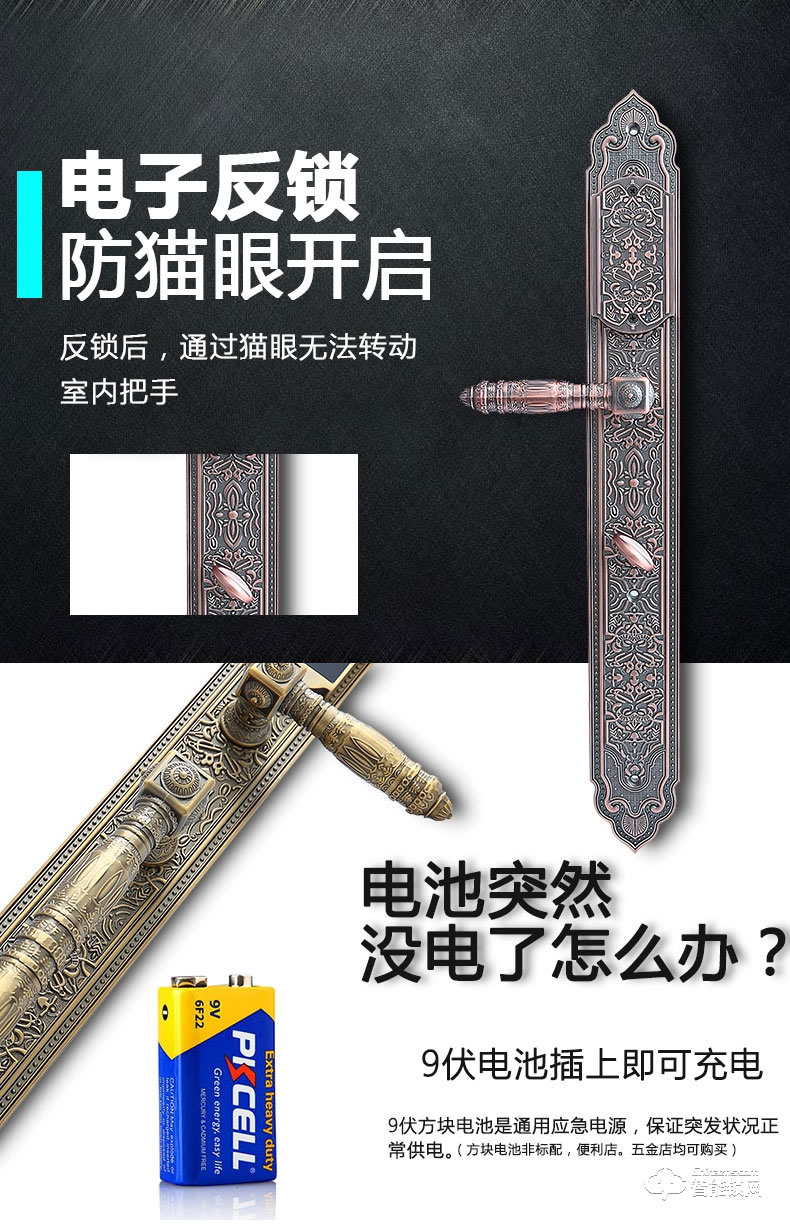 奧富仕智能鎖 AFS-A1573別墅鎖歐式風格大門鎖