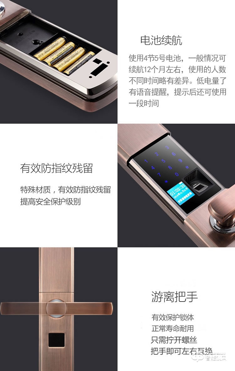 普利邦智能鎖 家用防盜民宿自動電子鎖