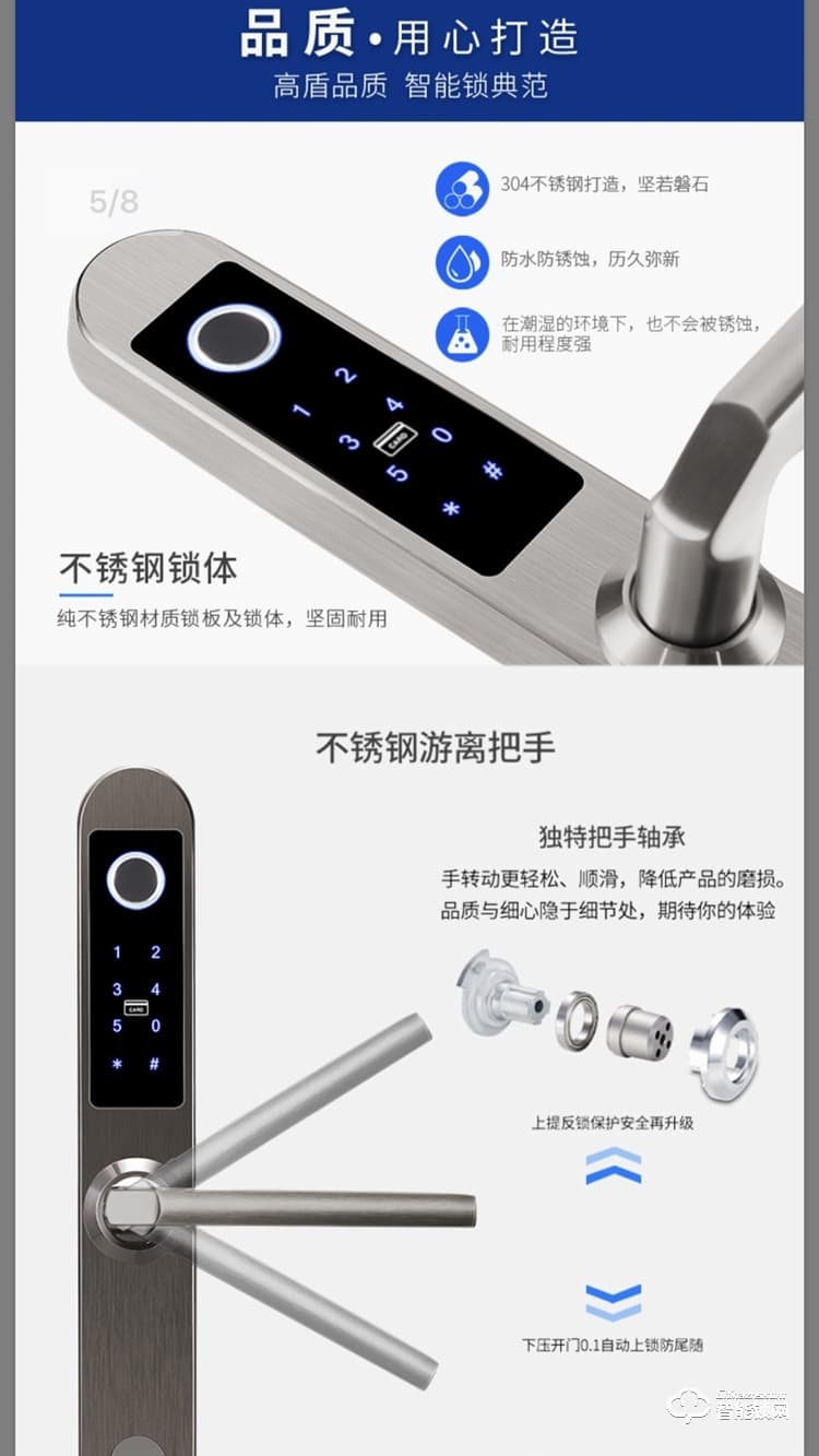 巴奈特智能鎖 828斷橋鋁指紋鎖鋁合金門電子鎖