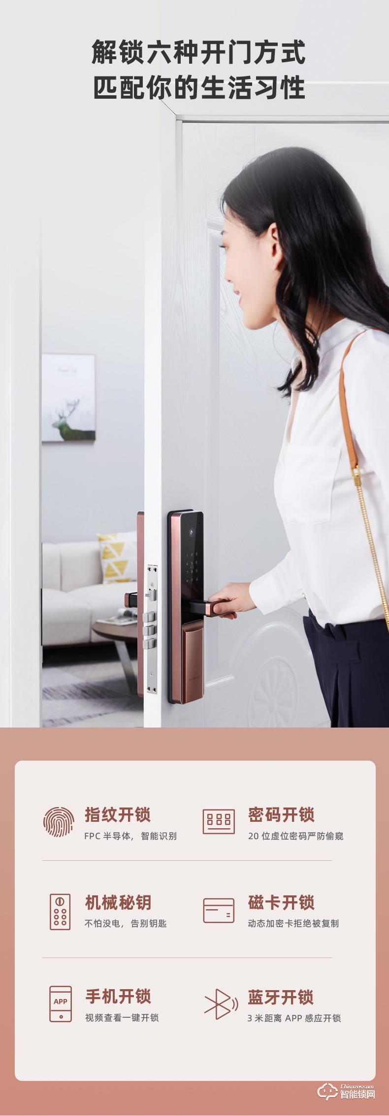琨山通用智能鎖 W70家用防盜門密碼鎖視頻智能鎖