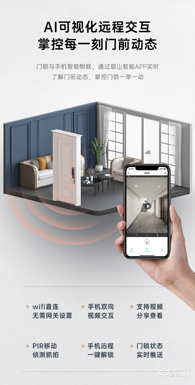 琨山通用智能鎖 D8貓眼可視頻監控智能鎖