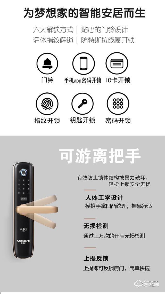 沃德浮智能鎖 G19指紋鎖智能鎖密碼鎖