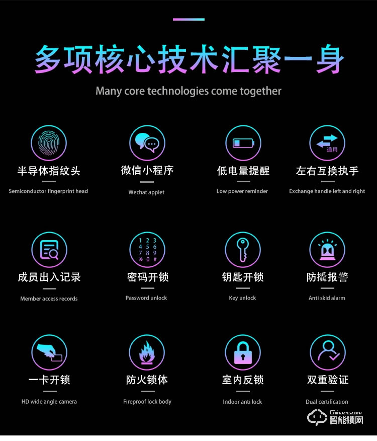 愛爾家智能鎖 Z10家用防盜門指紋密碼刷卡電子鎖