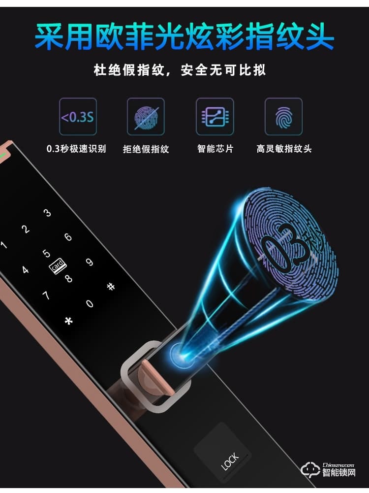 愛爾家智能鎖 Z10家用防盜門指紋密碼刷卡電子鎖