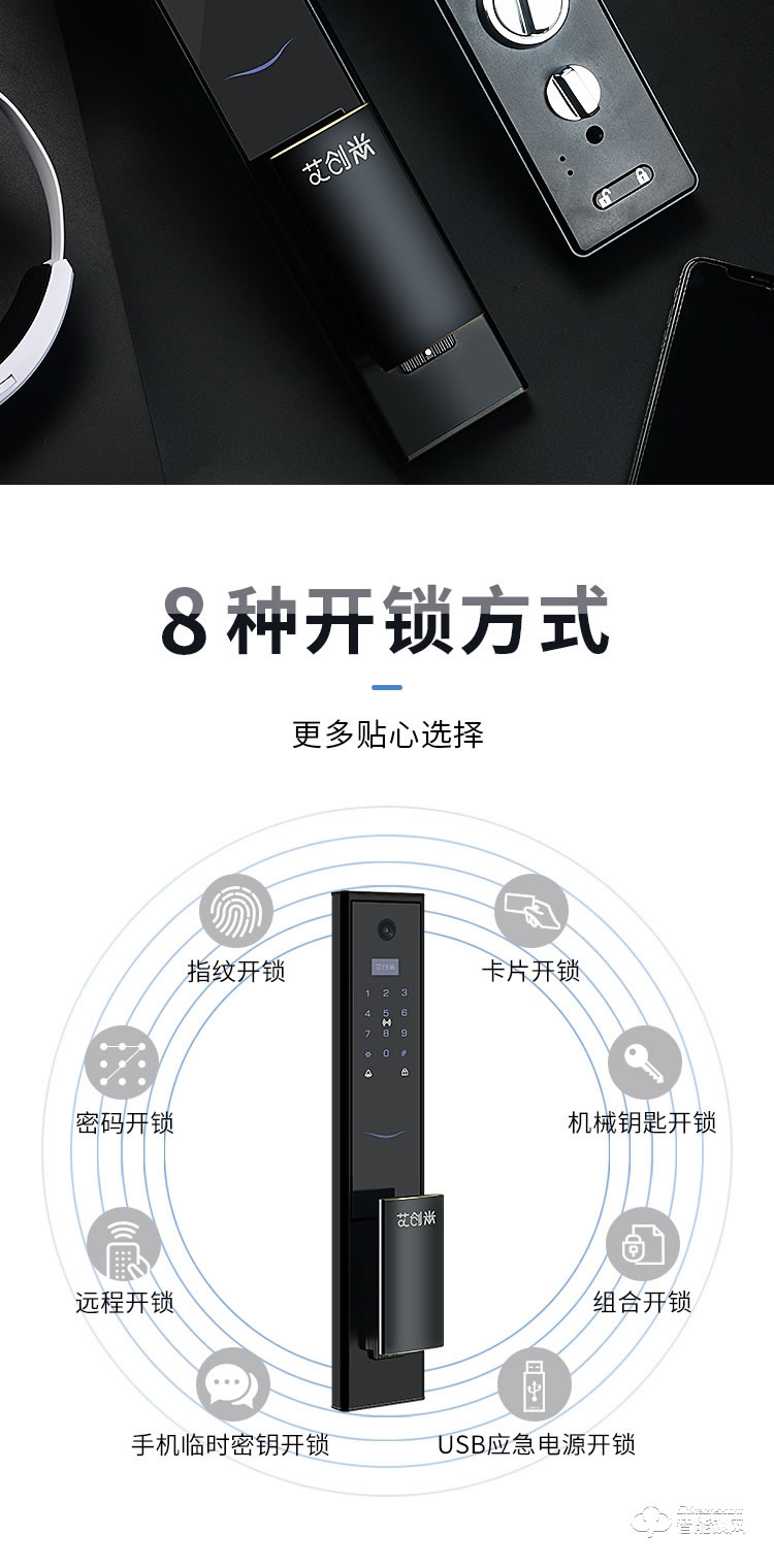 艾創(chuàng)米智能鎖 Q5L監(jiān)控攝像頭視頻貓眼指紋鎖