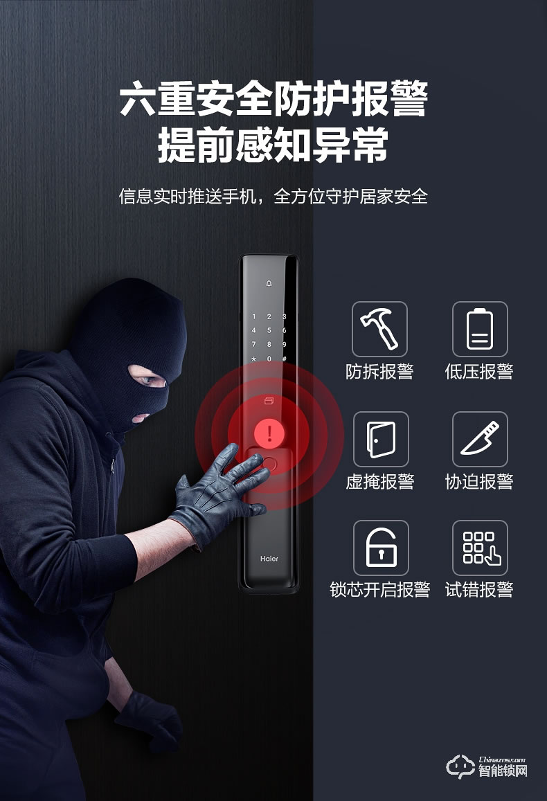 海爾智能鎖 P18推拉式家用防盜門(mén)全自動(dòng)智能鎖