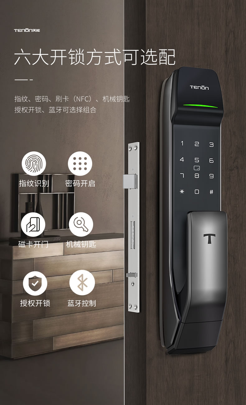 亞太天能智能鎖 T91家用推拉式全自動(dòng)智能鎖