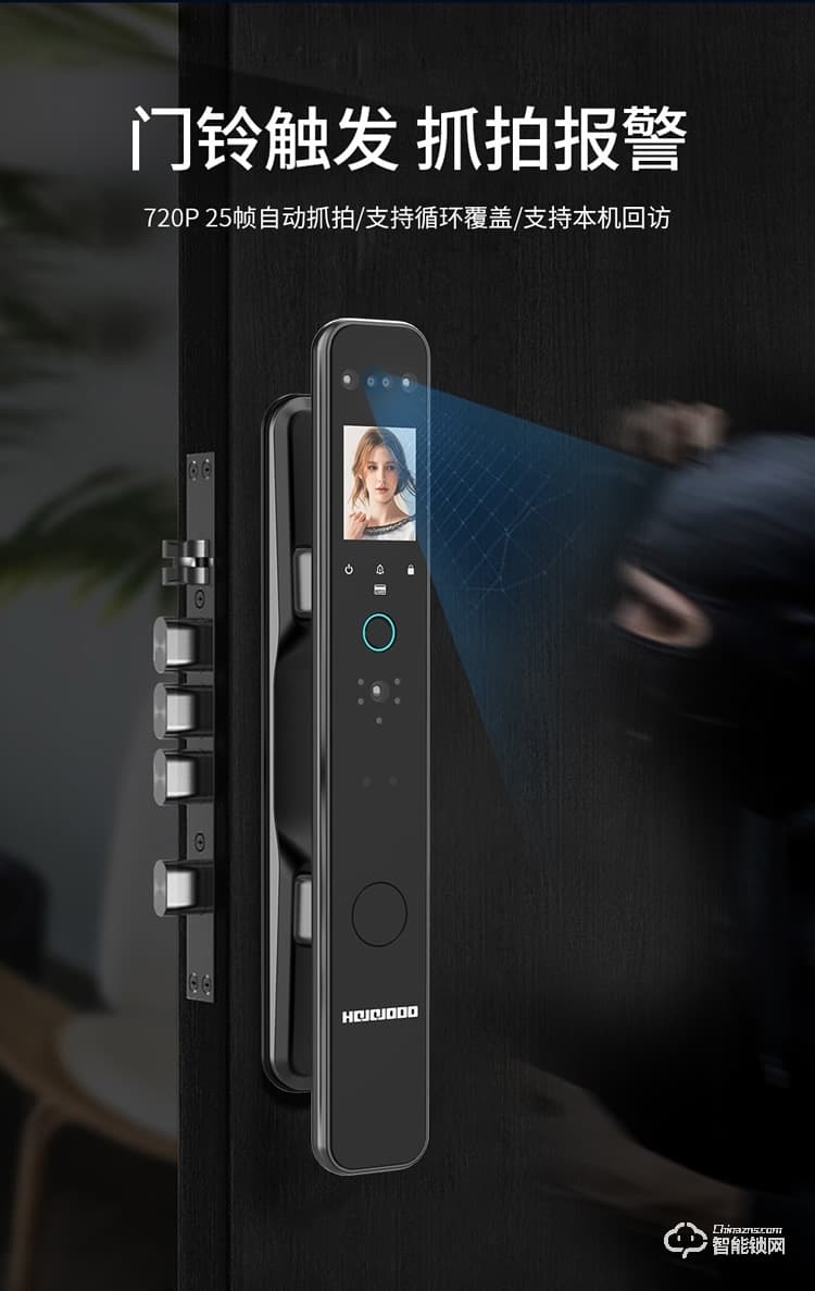 皇家金盾智能鎖 S500全自動貓眼指紋密碼鎖