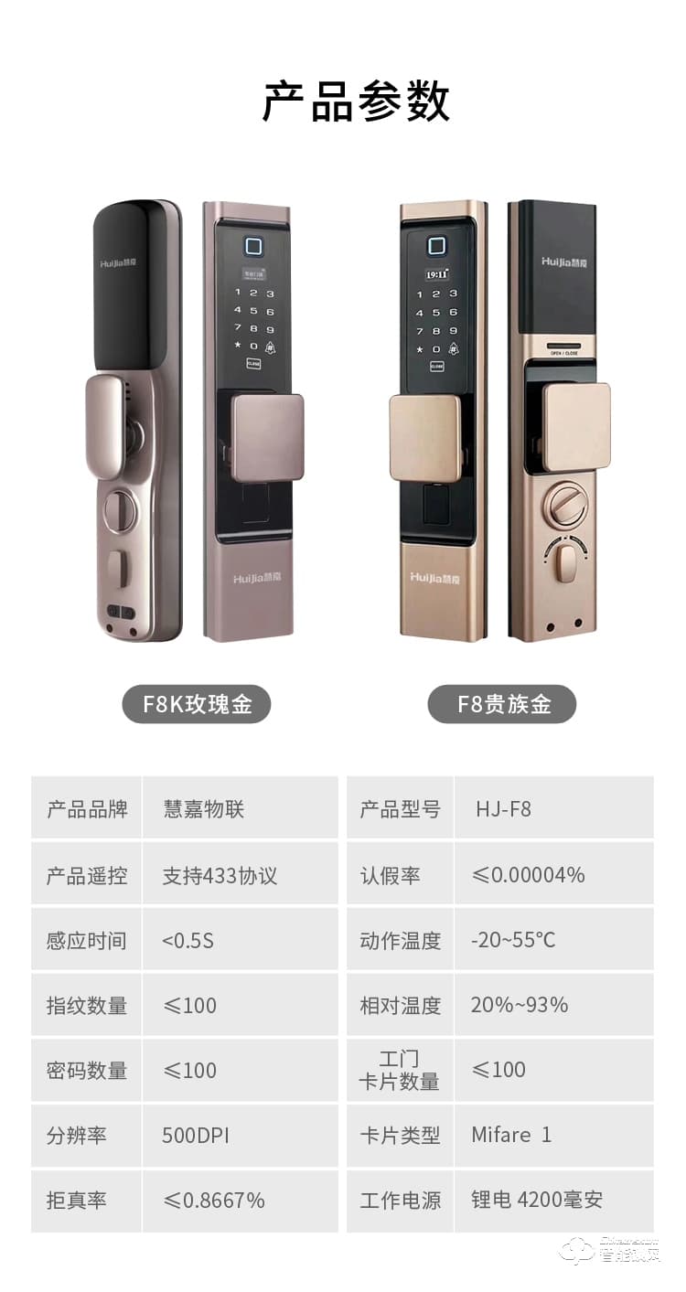 慧嘉智能鎖 HJ-F8家用防盜門密碼鎖