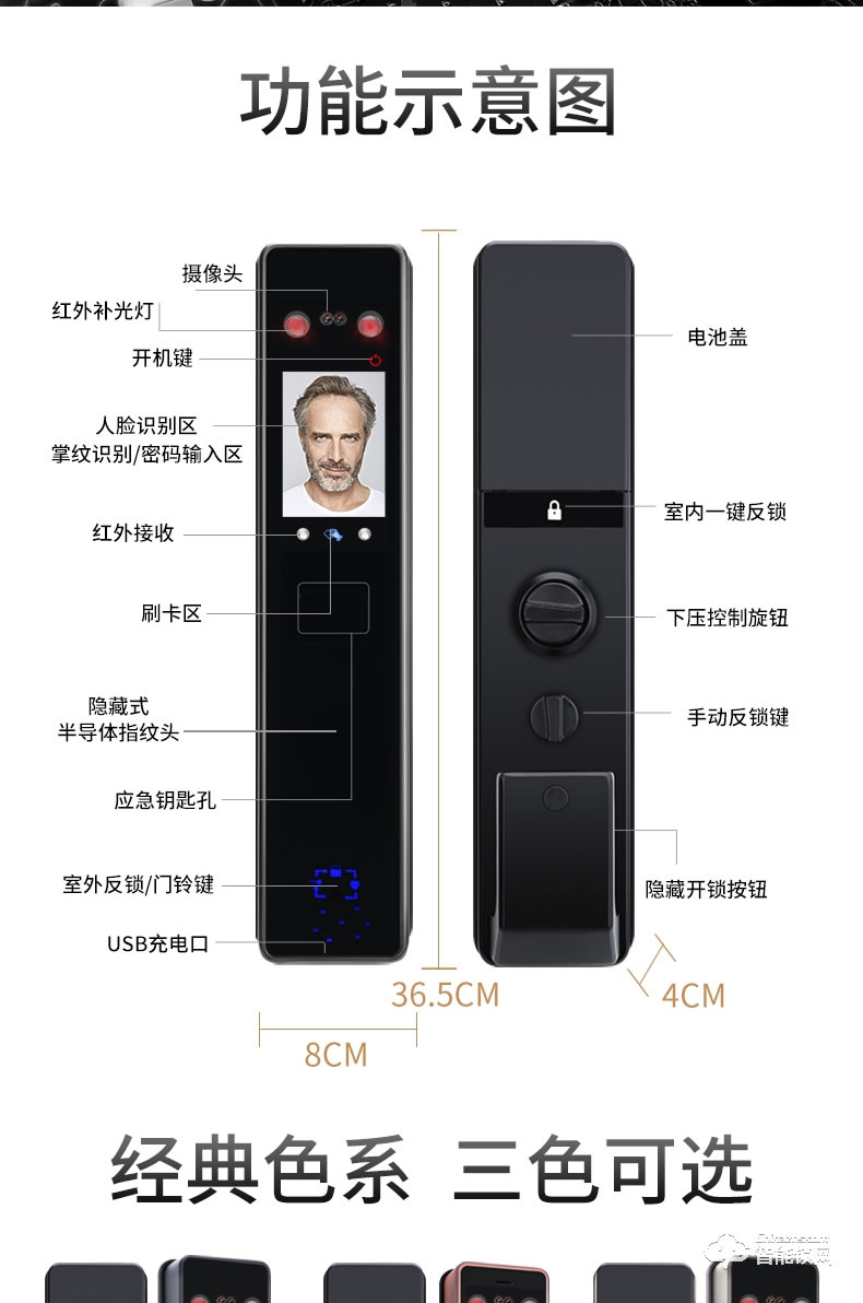 黑帆智能鎖 BS-QR03家用防盜門電子鎖大門鎖密碼鎖