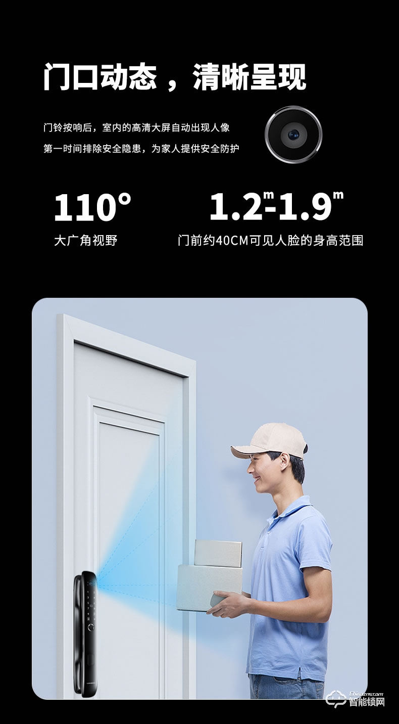 盧納森智能鎖 X10全自動攝像頭可視貓眼電子鎖