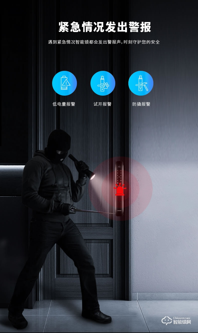 盧納森智能鎖 X10全自動攝像頭可視貓眼電子鎖