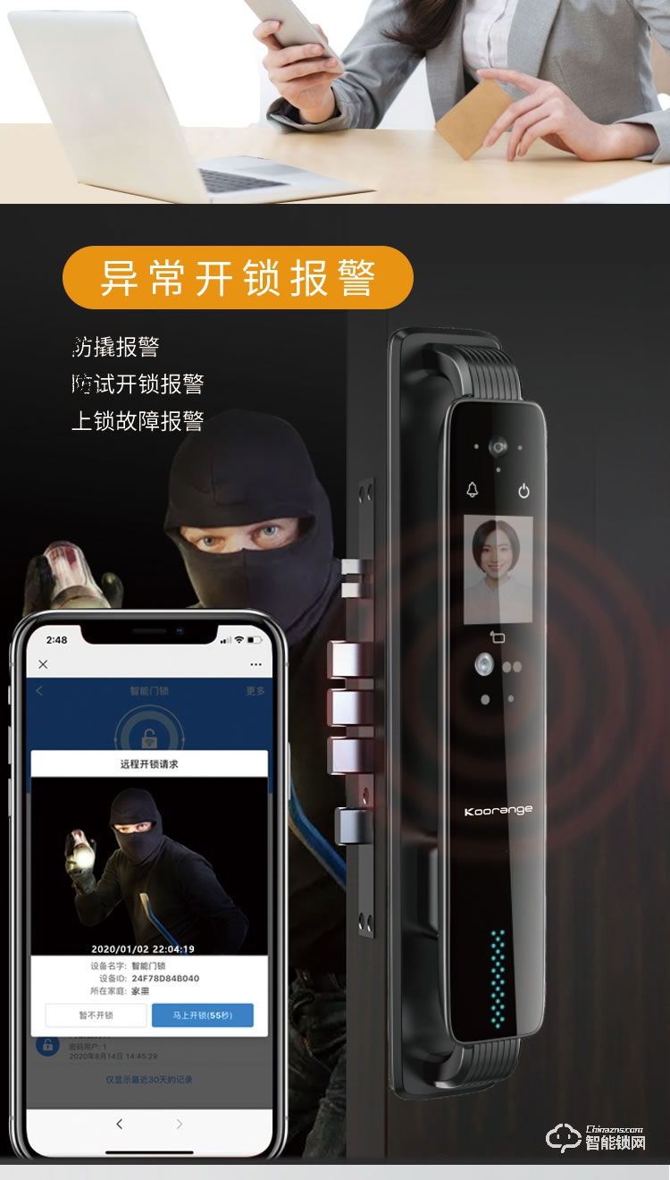 科桔智能鎖 R1全自動可視貓眼指紋密碼鎖