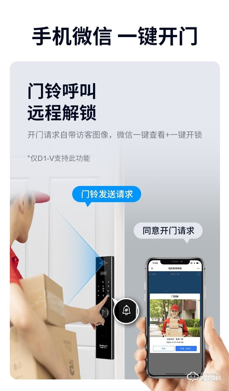 戴司智能鎖 D1/D1-V可視貓眼智能鎖家用防盜門鎖