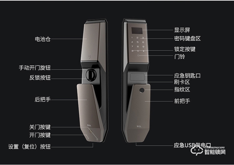 TCL智能鎖 K1S-W推拉式防盜門智能門鎖密碼鎖