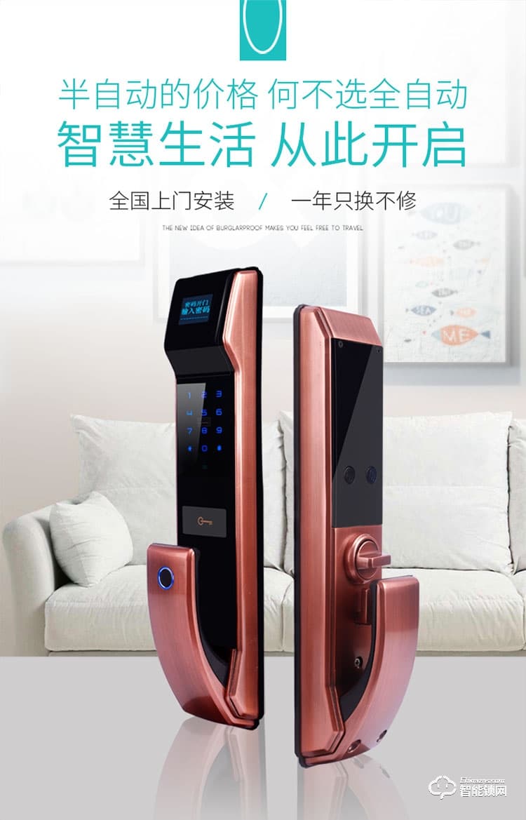 藍君智能鎖 防盜門推拉式智能密碼鎖