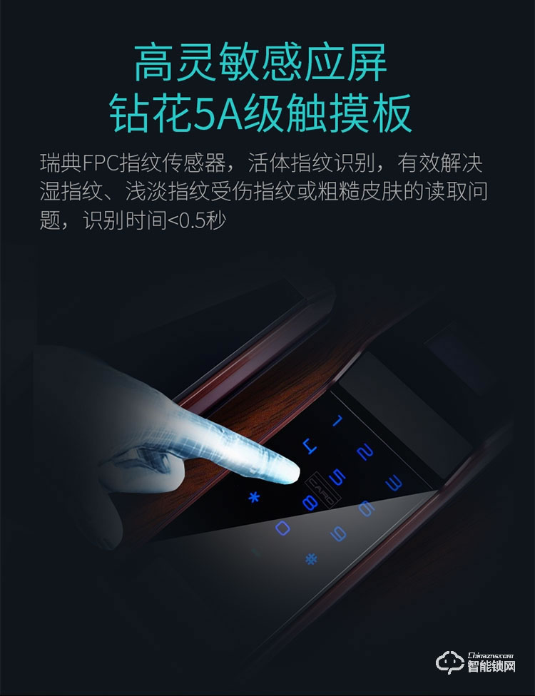 藍君智能鎖 防盜門推拉式智能密碼鎖