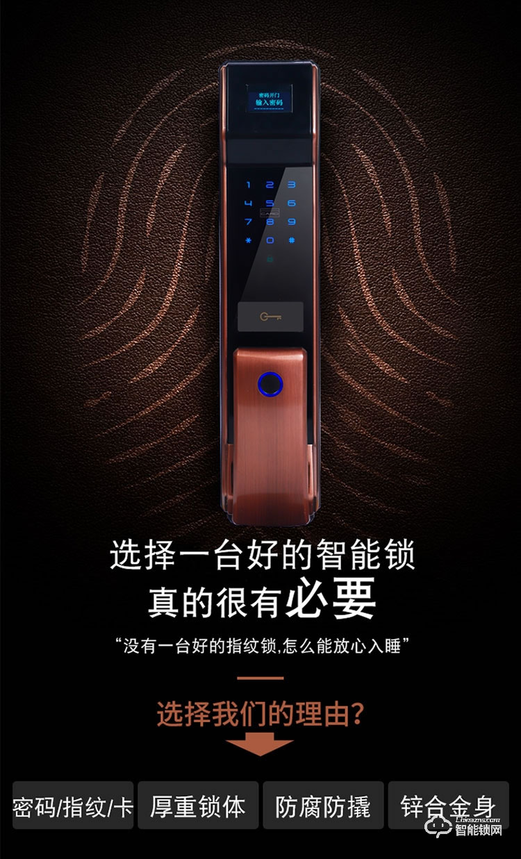 藍君智能鎖 防盜門推拉式智能密碼鎖