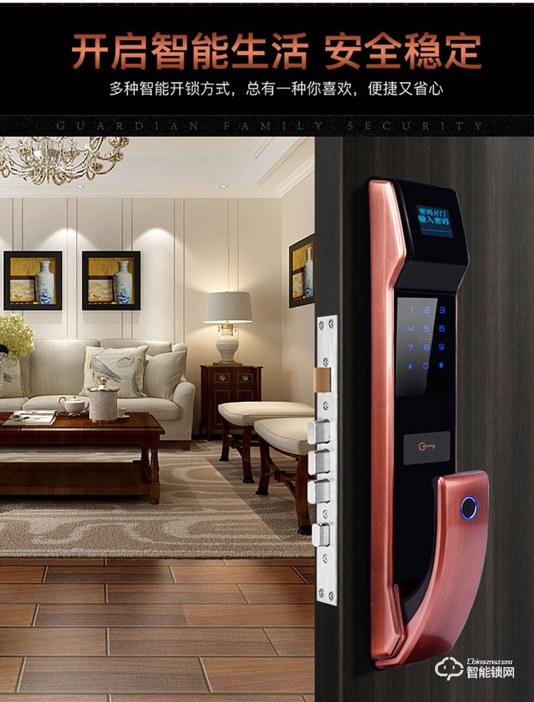 藍君智能鎖 防盜門推拉式智能密碼鎖