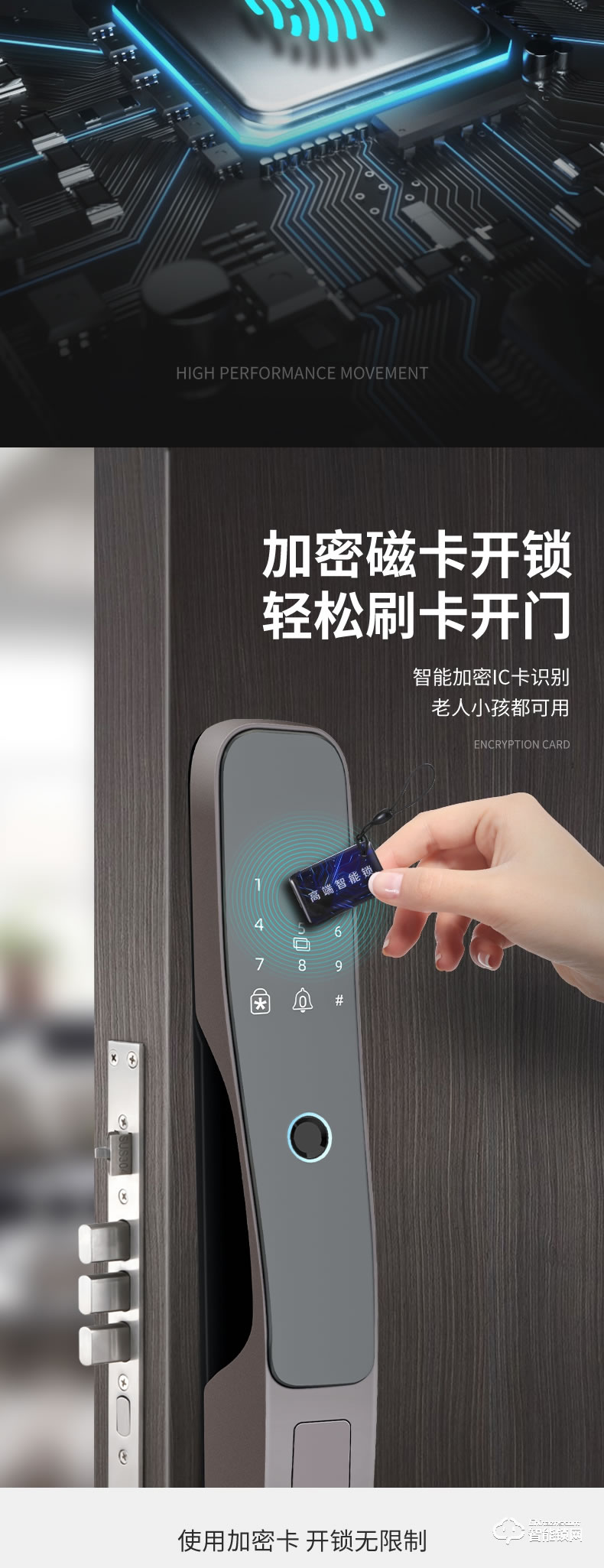 藍君智能鎖 家用防盜門推拉式智能門鎖