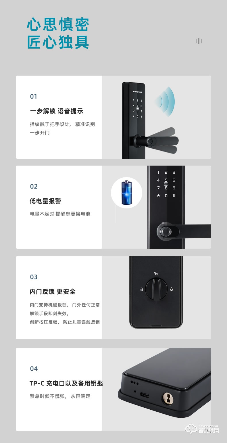 琨山通用智能鎖 D217家用防盜門遠程開鎖公寓密碼鎖