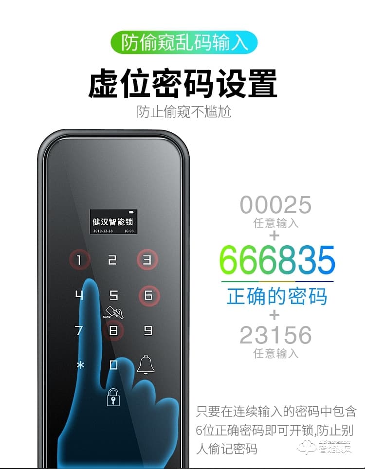 健漢智能鎖 A16防盜門推拉式智能密碼鎖