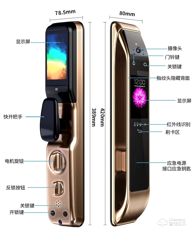 凌振智能鎖 邁凱倫全自動人臉識別智能鎖