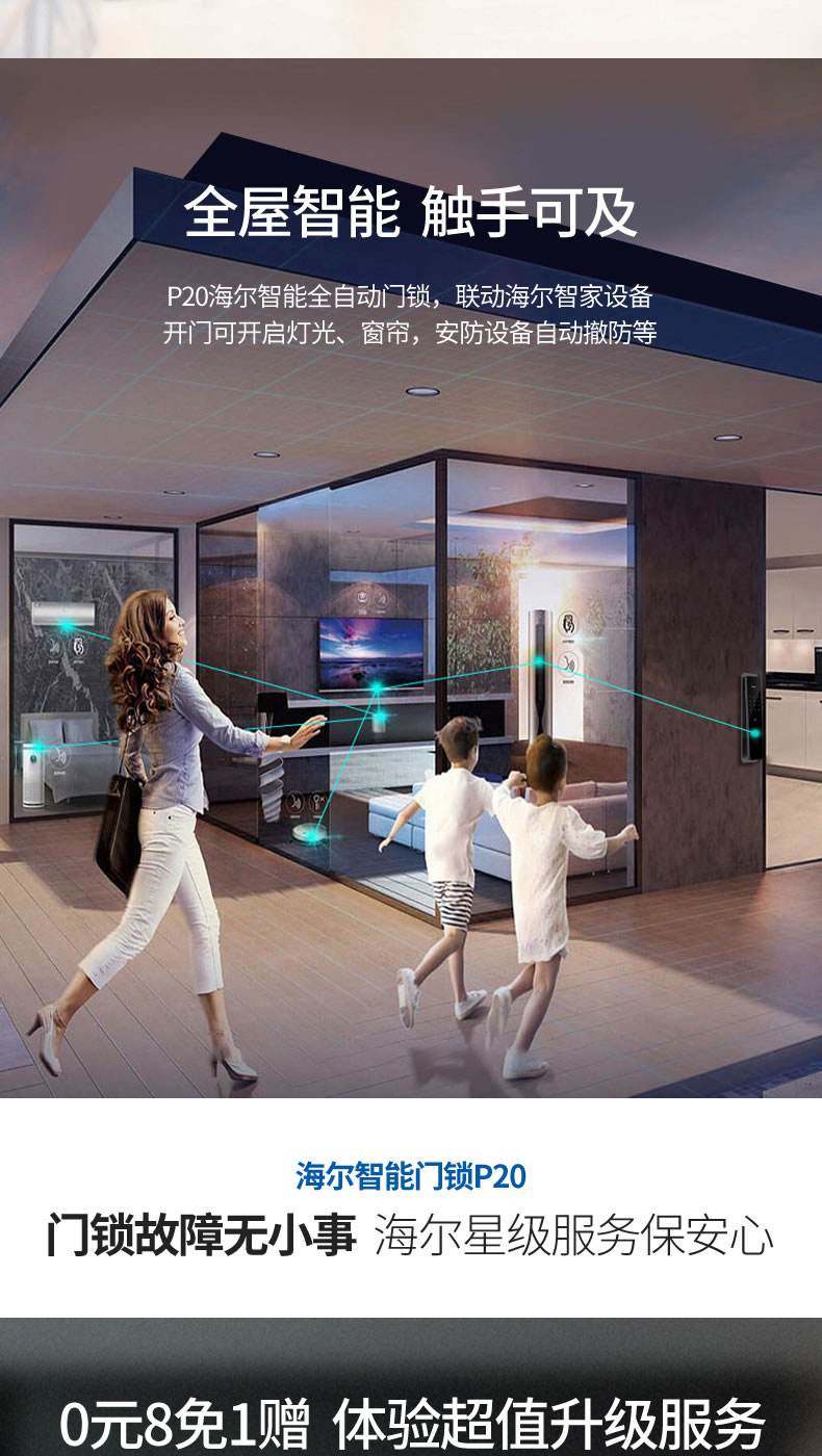 海爾Haier指紋鎖 密碼鎖家用防盜門智能門鎖C級鎖芯 防盜門電子密碼鎖 P20