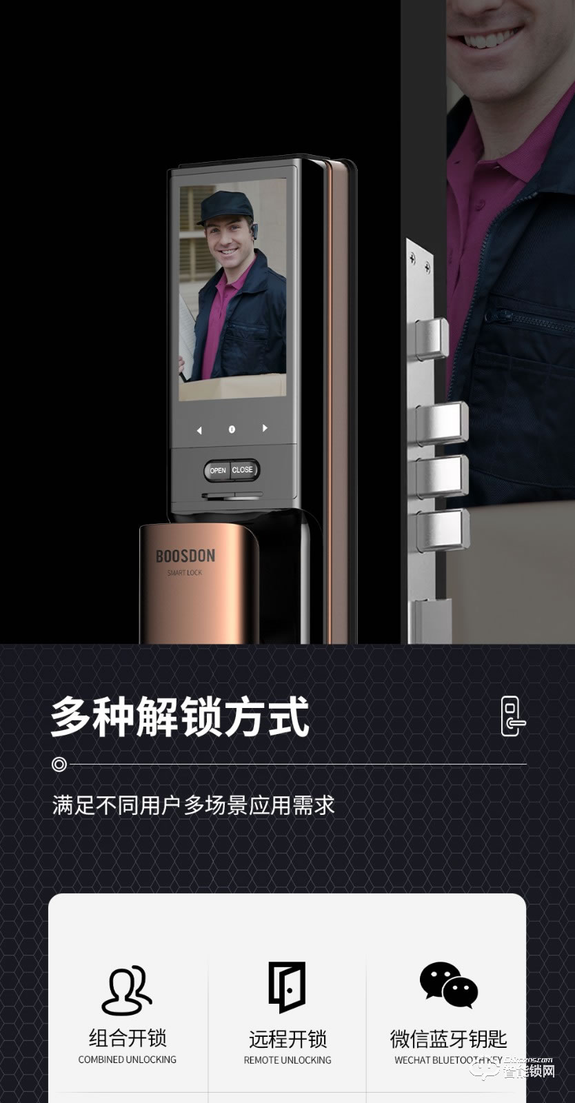 保仕盾智能鎖 Q3C貓眼可視帶屏幕指紋鎖