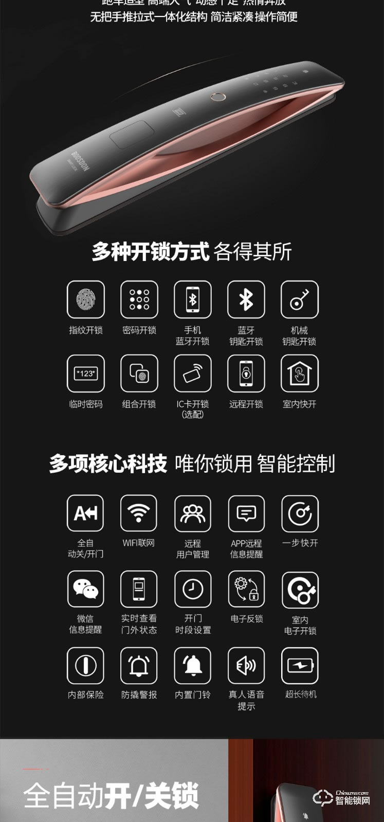 保仕盾智能鎖 Q1W家用防盜門全自動密碼電子鎖