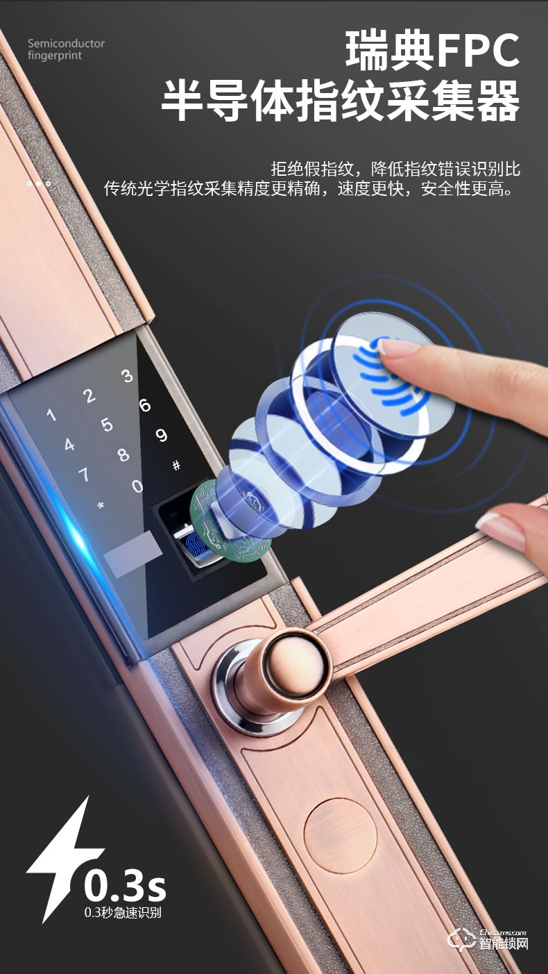 銀馳歐式別墅雙開門智能鎖 耐磨防刮花