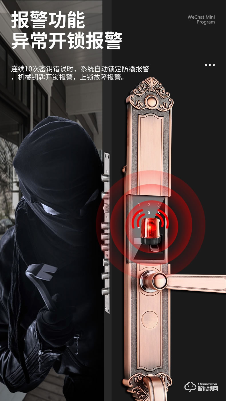 銀馳歐式別墅雙開門智能鎖 耐磨防刮花