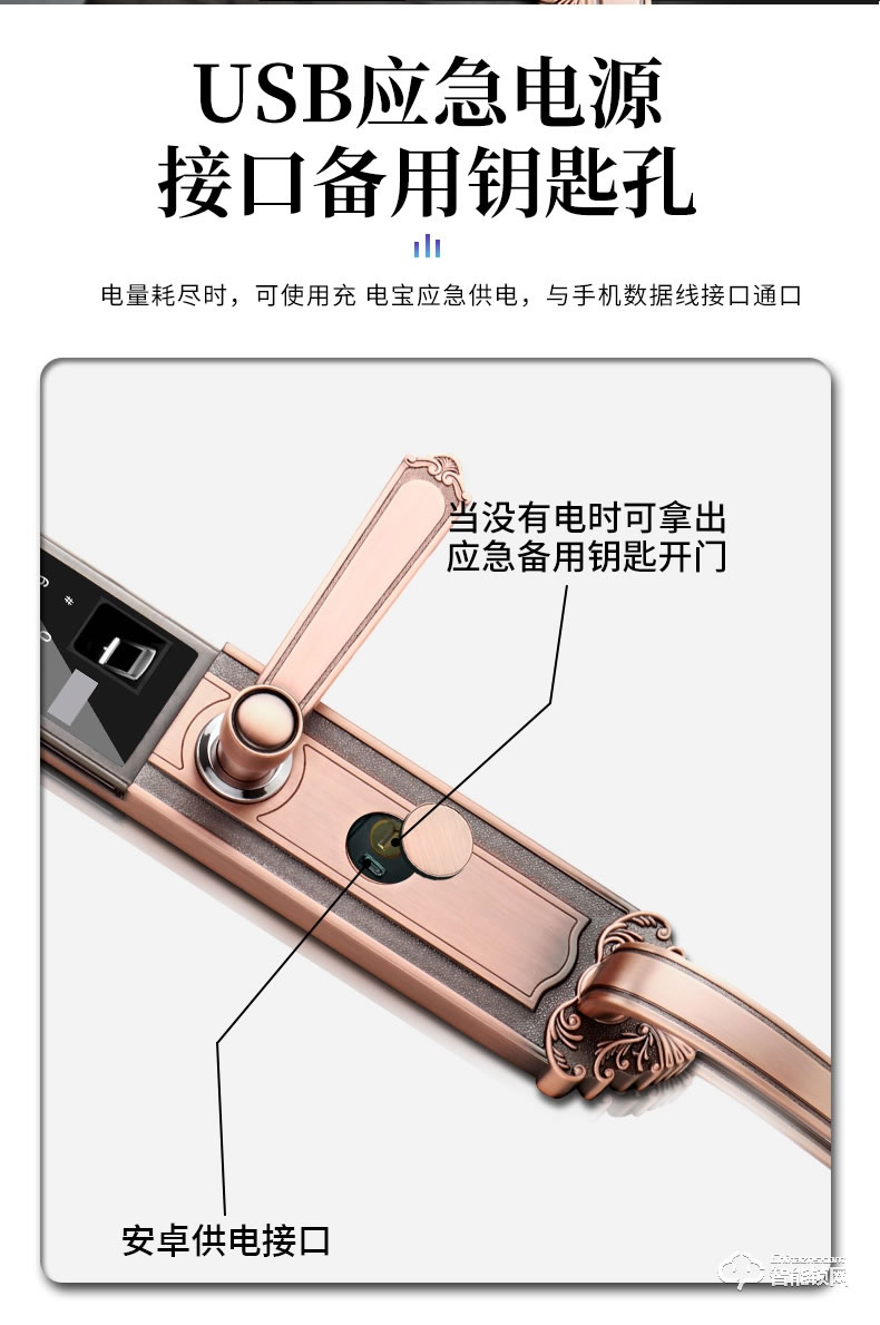 銀馳歐式別墅雙開門智能鎖 耐磨防刮花