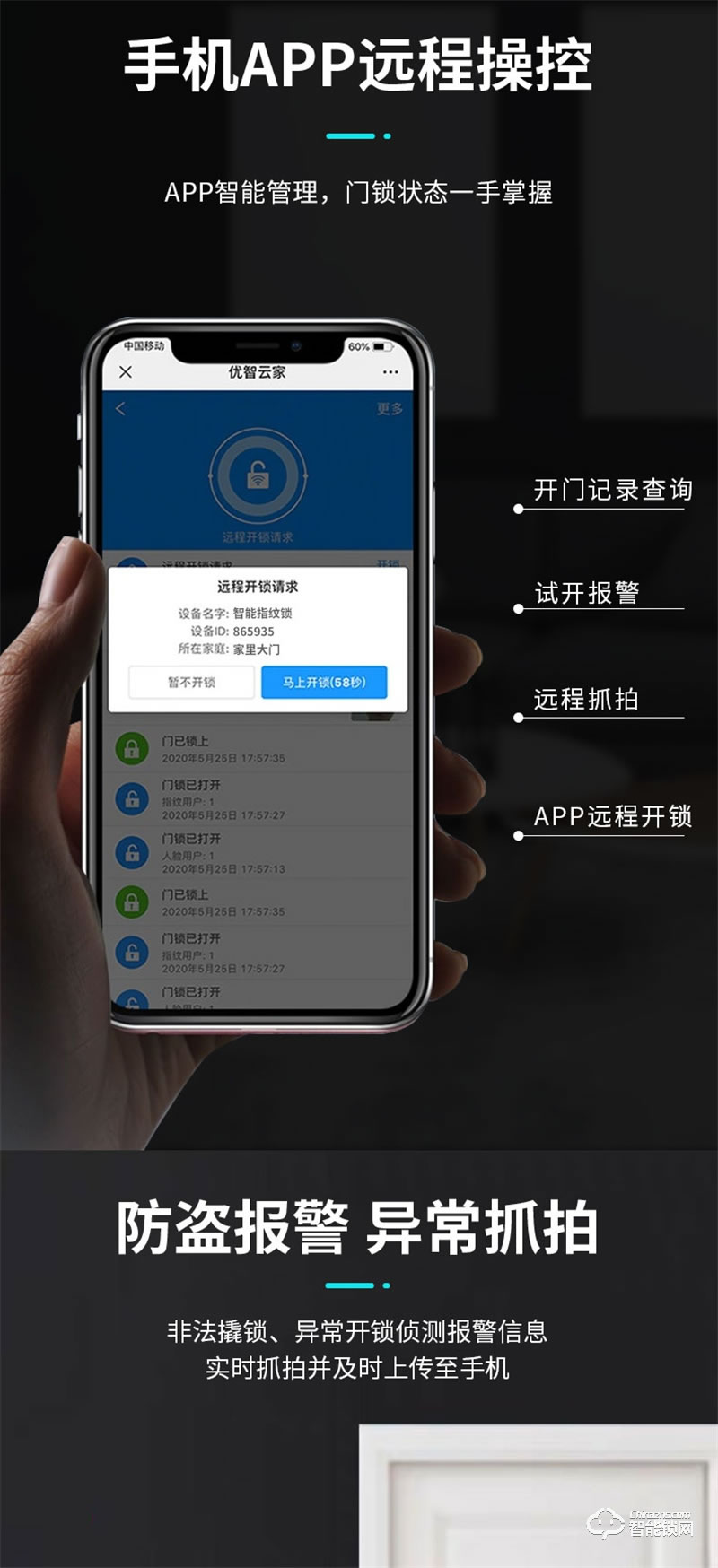 頂尖智派秋田系列 全自動貓眼監(jiān)控智能門鎖